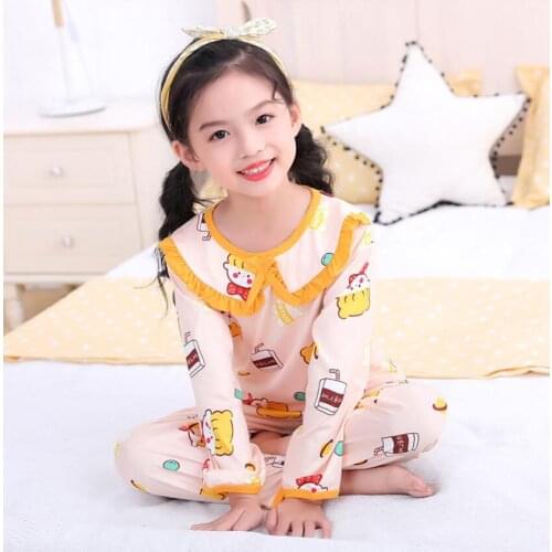 Kids Nightwear Autumn Long Sleeve Childrens Pajamas Set Cartoon Sweet Princess Sleepwear Girls Homewear Spring PJS Clothes