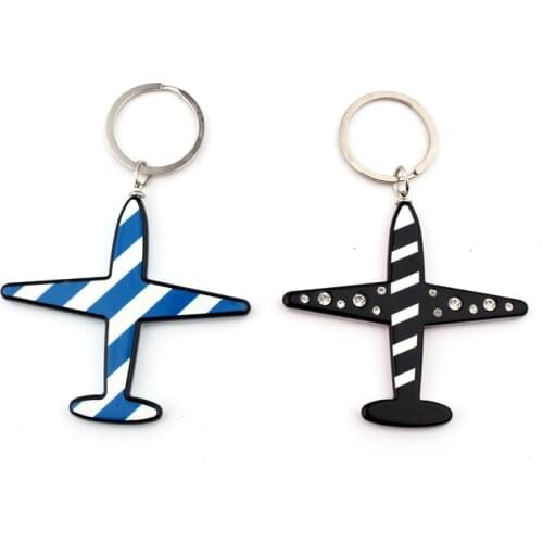 Dyaoff Korean Japan Cute Key Holder Stripe Plane Key Ring Airplane Keychains Keyrings Chain Women Bag Charm Pendant Jewelry K46