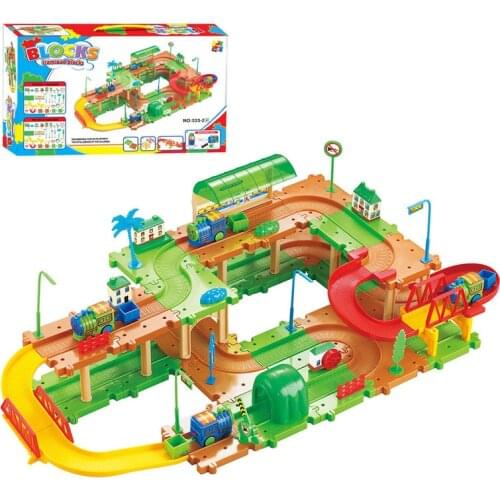Electric Track Train Toys Set Circuit Slot Car Race Tracks For Boy Parking Lot Automatic Railway Voiture Kids Toys Gift