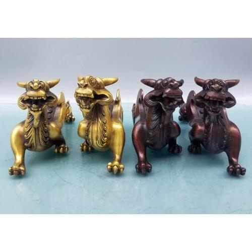 China brass mythical wild animal crafts statue A pair