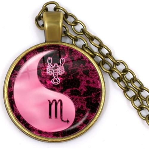 12 Zodiac Signs Glass Dome Constellations Pendant Necklace Fashion Jewelry Virgo Cancer Cancer Aries Women Mens Birthday Gift
