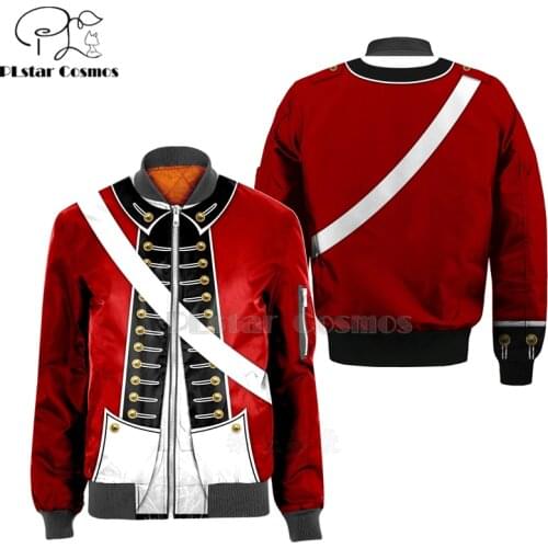 American Revolutionary War suit 3D Mens bomber jackets Hoodie Men Women New Fashion Zipper Hooded Long Sleeve Pullover Style