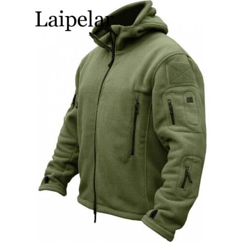 Laipelar Military Man Fleece Tactical Softshell Jacket Thermal Polar Hooded Outerwear Coat Army Clothes