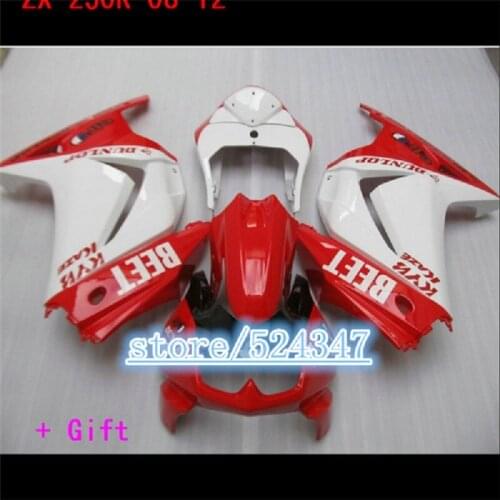 HOT sales Fairing kit for Kawasaki Ninja ZX250R 08 09-14 ZX250R 2010-2011-2012-2013-2014 red white Fairings set
