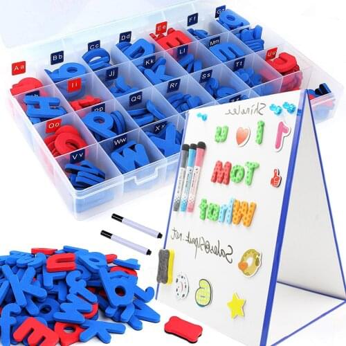 Magnetic Letters Kit Alphabet Magnets Toy 238 Pcs ABC Foam Large Double-Side Magnet Board Pen Board Eraser Refridge Magnets