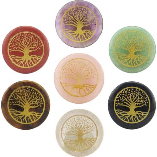 30mm Natural Stone Multiple Water Wafers Tree of Life System Tree Aura Decoration Ornament Fortune Telling Divination Ornament