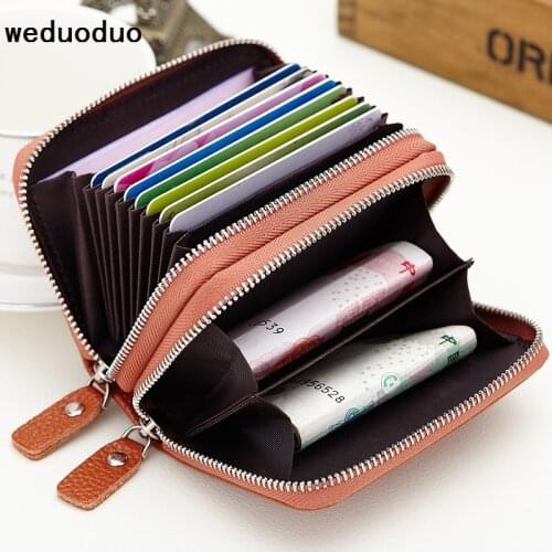 Wholesale Genuine Leather Credit Card Holder ID Business Card Large Capacity Travel Case Coin Purse High Quality Unisex Wallet
