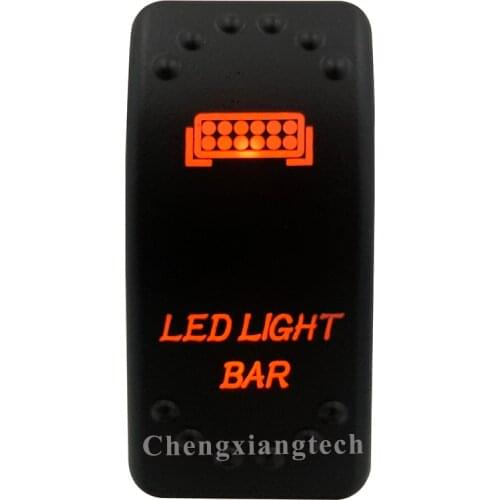 5 Pin SPST Laser Etched Led Light Bar Rocker Button Switch Orange Led ON OFF 12v 20A, Waterproof
