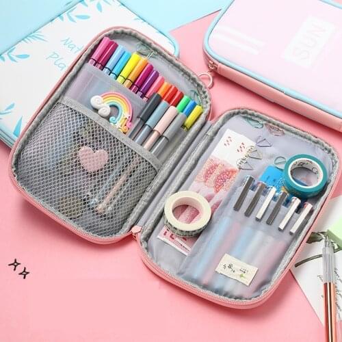Large Capacity Pencil Case Kawaii Multi-function Pencil Box Art Pen Cosmetic Brush Storage Bag Cute School Office Stationery