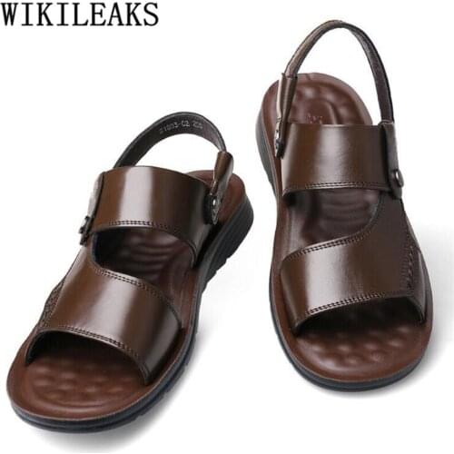 Beach Sandals Men Summer Shoes Open Shoes Mens Sandals Genuine Leather Designer Shoes Rubber Sandals Men Slide Slipper Ayakkabi