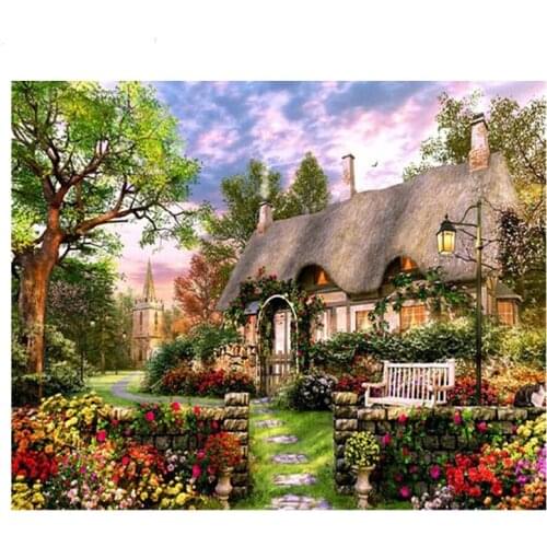 Full Square Round Drill 5D DIY Diamond Painting garden house Landscape 3D Diamond Embroidery Cross Stitch Home Decor Gift L957