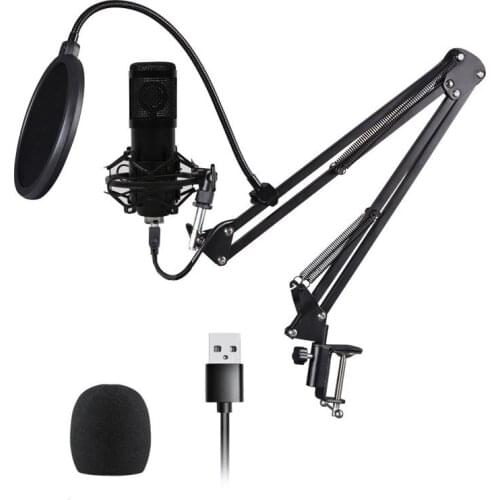 Usb Streaming Podcast Pc Microphone Professional Studio Cardioid Condenser Mic Kit with Sound Card Boom Arm Shock Mount Filter