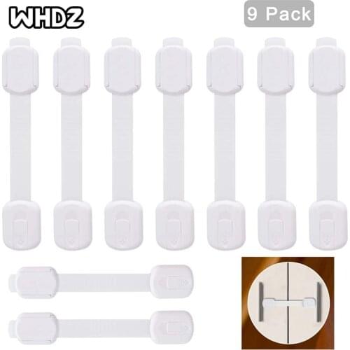 Child Safety Strap Locks (9 Pack) for Fridge, Cabinets, Drawers, Dishwasher, Toilet, 3M Adhesive No Drilling