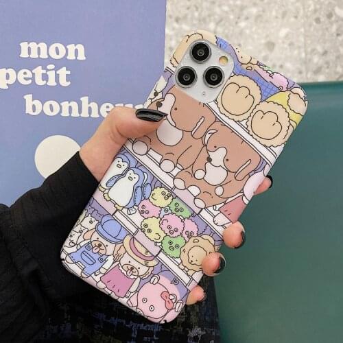 Retro puppy Bear doll Japanese Kawaii Phone Case For iPhone 12 11 Pro Max Xr Xs Max 7 8 Plus 12 mini 7Plus case Cute hard cover