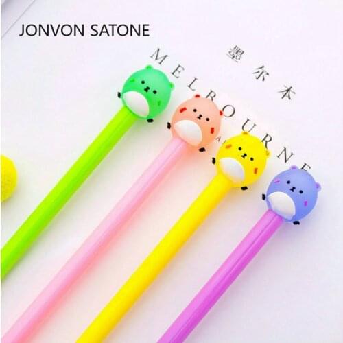 JONVON 8 pcs Neutral Pens Cartoon Cute Candy-Colored Bear Gel Pens Black ink wholesale kawaii supplies Student office Stationery