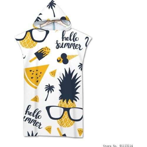 Fresh and Delicious Lemon Pitaya Printed Into A Hooded Bath Towel 3D Fruit Patterned Swimming Surf Portable Bathrobe