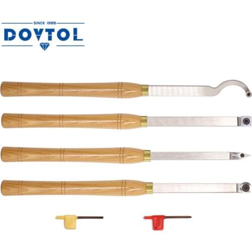 Carbide Tipped Wood Turning tools Lathe set Rougher Detailer Finisher Swan Neck Hollower with Solid Wood Handle