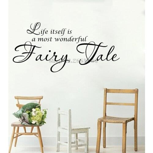 Inspirational Quotes Wall Stickers For Living Room Life Is A Fairy Tale Office Sport Rooms Vinyl Decals Art Interior Decor LC378