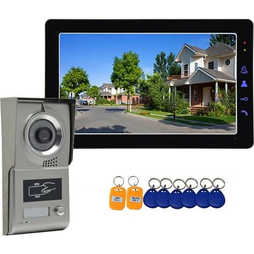 9 Inch Video Intercom System Home Video Door Phone Doorbll Kits with 8PCS RFID Keyfobs IR Night Vision Waterproof Camera