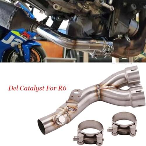 For Yamaha Yzf R6 Yzf-R6 2006 - 2019 2018 Motorcycle Exhaust Pipe Medium Stainless Steel Reinforced Eliminator Tube Link