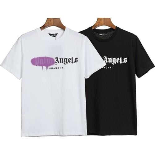 High quality 21SS Palm Angels graffiti spray letters short sleeve T-shirt for men women couples t-shirt boyfriend gift
