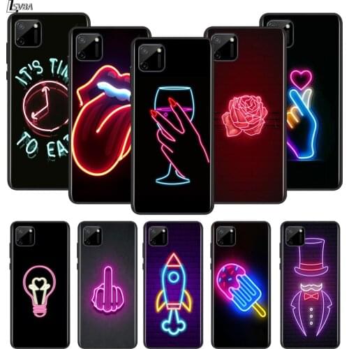 Funny neon sign For OPPO Realme 2 3 3i 5 5S 5i 6 6S 6i 7 7i Narzo 10 20 Pro Global Silicone Black Soft TPU Phone Case