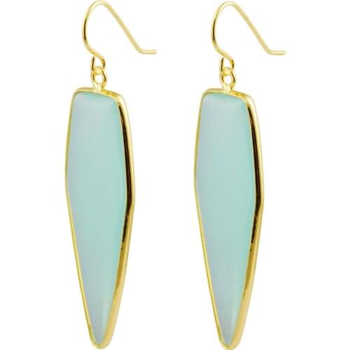 TUMBEELLUWA 18KGP Howlite Turquoise Sword Shape Natural Crystal Stone Healing Reiki Dangle Hook Women Earrings Agates Jewelry