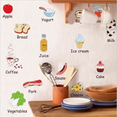 1PC Ice Cream large variety cute food wall sticker DIY kitchen refrigerator table for kids rooms Nursery Decal Home Decorations