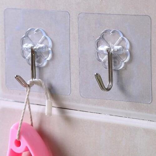 1x Useful Strong Clear Suction Cup Sucker Wall Hooks Hanger For Kitchen Bathroom