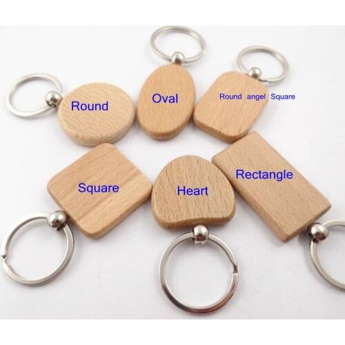 100pcs Blank Rectangle Wooden Key Chain DIY Promotion Tags Keychain Pendants Promotional Gifts