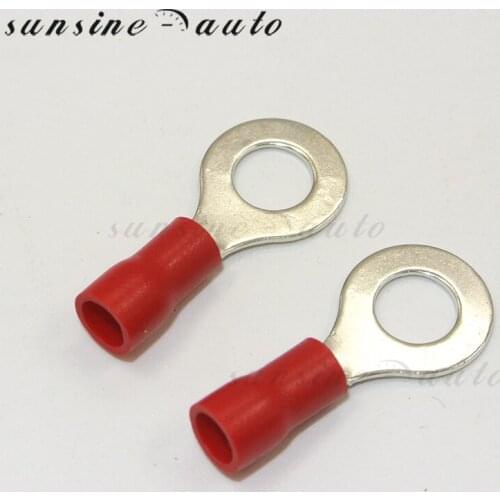1000PCS 22-18 AWG 1/4" 5/16" 3/8" RV1.25-6 RV1.25-8 RV1.25-10 Red Insulated ring Terminals Electrical Crimp Connector