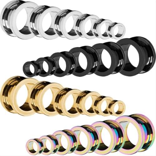 18PCS/Lot 14G-00G New Arrival Ear Plugs Tunnels Sexy Men Body Jewelry Stainless Steel Gold Fashion Piercing Ear Plug Party Gift