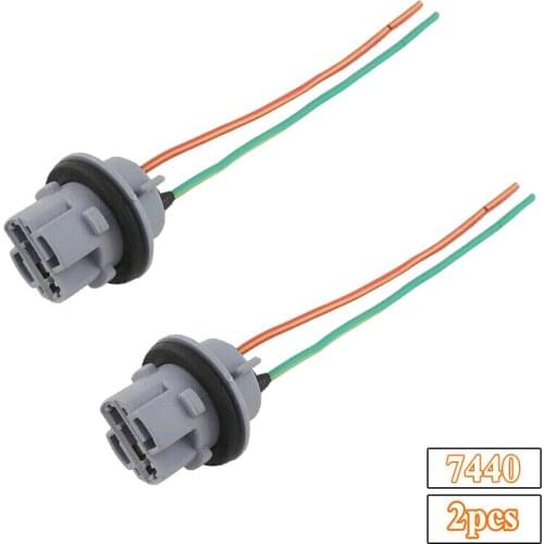2Pcs 7440 T20 Female Brake Turn Signal Bulb holder Socket adapter Wiring Harness