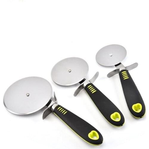 3 Size Pizza Cutter Knives Non-stick Single wheel Pizza Cutting Knife With Holder Stainless Steel Pizza Tool Kitchen