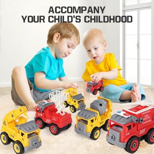 4pcs/Set Mini Alloy Diecast Construction Vehicles Model Excavator Bulldozer Tractor Dump Roller Engineering Car Kids Classic Toy