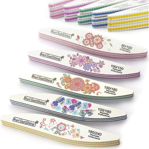 5pcs/lot Washable Nail Art File Willow Leaves Flower Pattern 100/120/180/240 Sandpaper Buffer Block Manicure Pedicure Tool