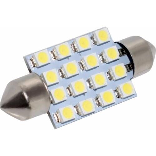 50Pcs LED Bulbs 31MM 36MM 39MM 41MM Festoon White Car Dome Lights 16SMD 2835 1210 Chips For Reading Door License Plate Light 12V