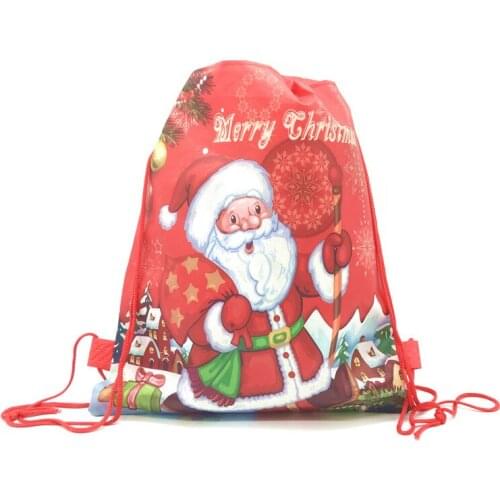 6/12/24/30pcs Cartoon Drawstring Bag Christmas Gift bags For Kids Happy New Year Candy Bags Childs School Backpack Travel Bags