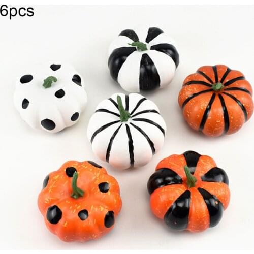 6pcs Simulation Foam Pumpkins Cupboard Display Vegetables Models Realistic Pumpkins Teaching Props For Halloween Thanksgiving