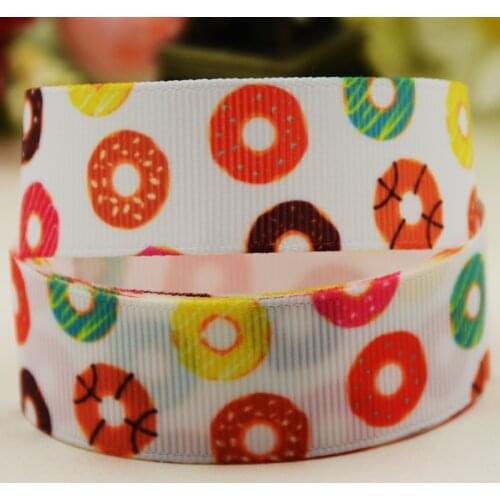 22mm 25mm 38mm 75mm Doughnut Cartoon printed Grosgrain Ribbon party decoration 10 Yards X-02915