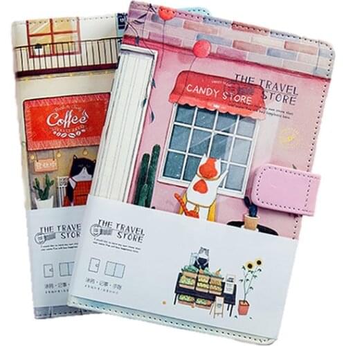 A5 Cute Cat Leather Pocket Planner Filofax Weekly Diary Travelers Notebook With Colored Pages Stationery