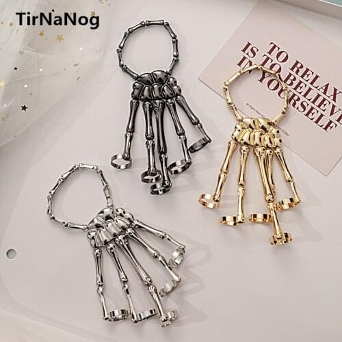 Punk Bracelet For Men Gothic Hand Skull Skeleton Elasticity Adjustable Couple Women Bracelet Bangles Jewelry