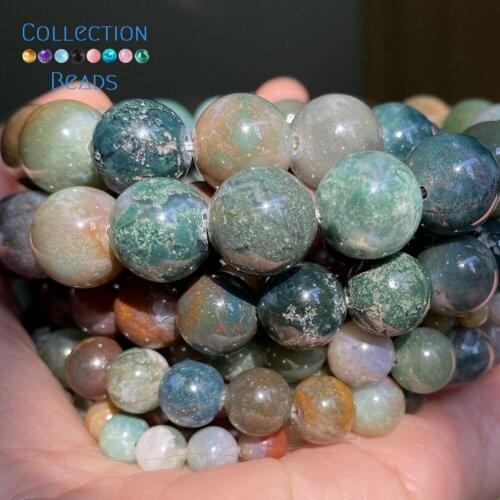 Natural India Agates Stones Loose Round Beads For Jewelry Making 4-12 mm Diy Bracelets Accessories 15" Wholesale