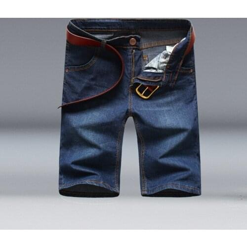 Summer mens jeans casual fashion denim shorts slim elastic jeans men high waist straight mens jeans