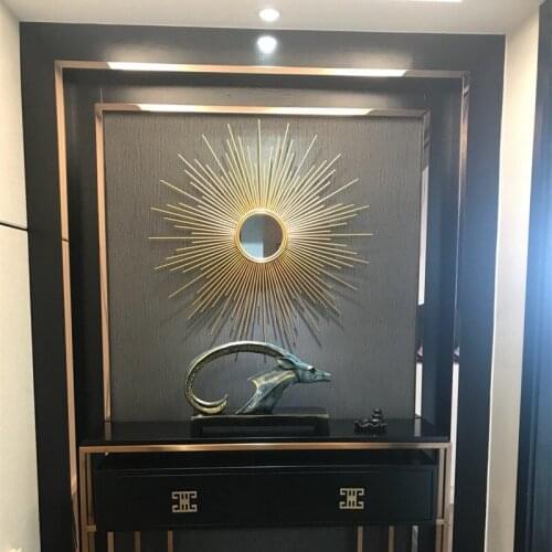 European Wrought Iron Decorative Mirror Wall Mural Ornaments Home Livingroom Wall Hanging Decoration Crafts Hotel Wall Sticker