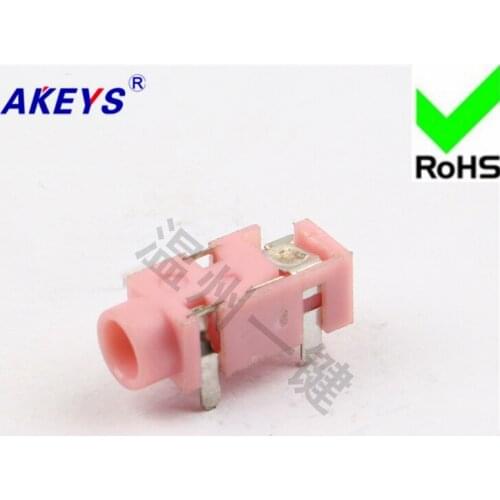 10 pcs PJ-327D pink 3.5MM headphone socket 4 foot socket 2 fixed foot mother socket