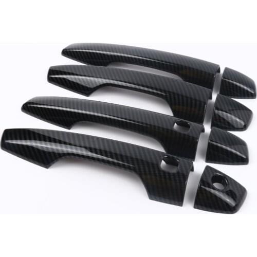 JY For Mitsubishi eclipse cross 2018 Outer Door Handle Cover Trims 8PCS Carbon Fiber Style Car styling Sticker Accessories