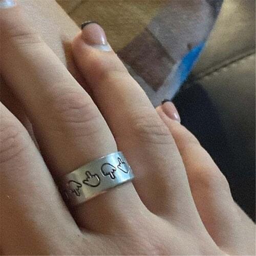 Hip Hop Funny Middle Finger Rings For Women Simple Design Punk Nightclub Silver Color Generous Ring Party Men Jewelry A947