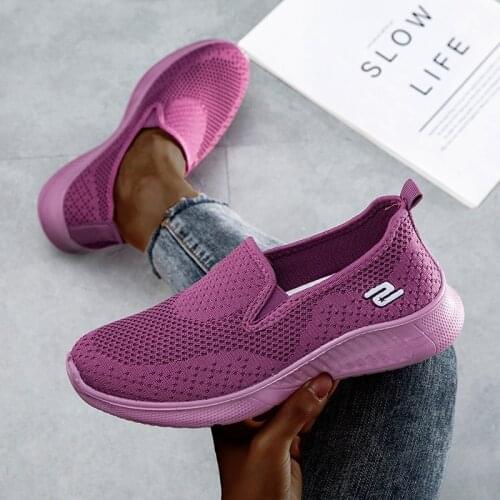 2021 summer women sneakers slip on soft womens shoes flat casual sock shoes Ladies Mesh lofaers fashion Vulcanize Shoes