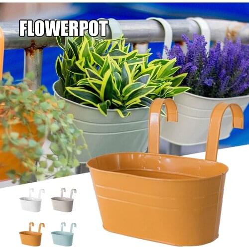 Metal Hanging Flower Pot Simple Bucket Planter with Detachable Hook Multifunctional Holder for Garden Courtyard Patio MUMR999